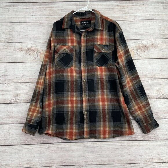Molokai Surf Co Super Soft Plaid Flannel Men's Size‎ XL Brown/Gray/Black - Picture 1 of 9
